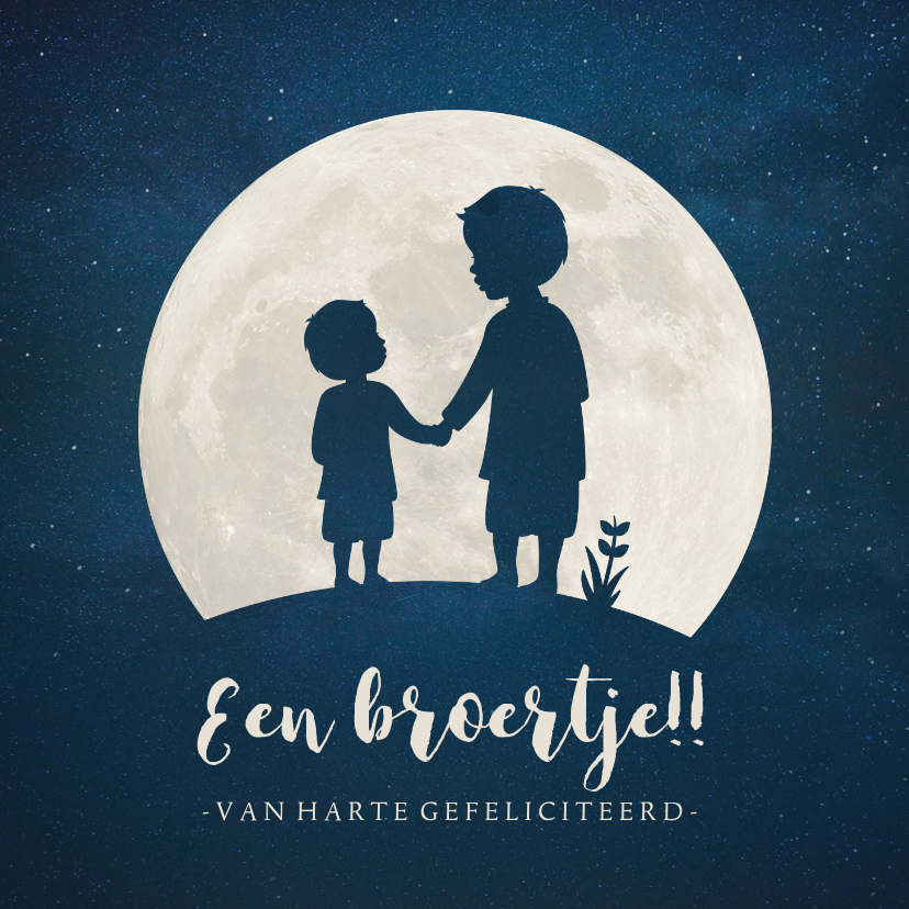 Felicitatiekaarten - Felicitatiekaart geboorte broertje - silhouet hand in hand