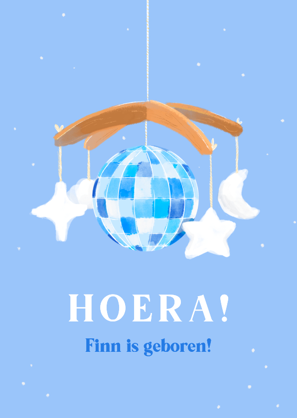 Felicitatiekaarten - Felicitatiekaart geboorte jongen met discobal