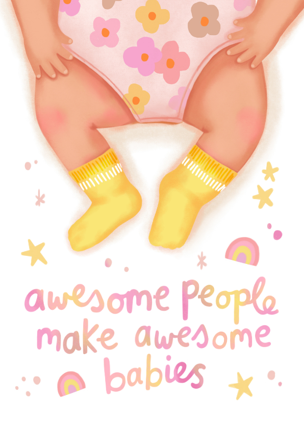 Felicitatiekaart geboorte meisje awesome people grappig - Felicitatiekaarten Felicitatiekaarten - Felicitatiekaart geboorte meisje awesome people grappig