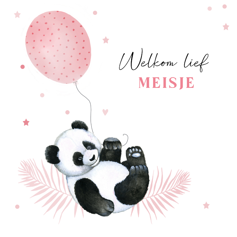 Felicitatiekaart geboorte meisje pandabeertje - Felicitatiekaarten Felicitatiekaarten - Felicitatiekaart geboorte meisje pandabeertje