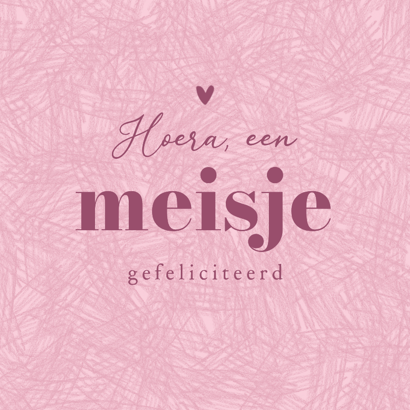 Felicitatiekaarten - Felicitatiekaart geboorte meisje roze potloodstrepen 