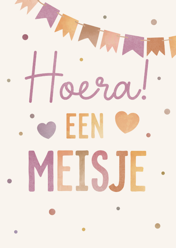 Felicitatiekaarten - Felicitatiekaart geboorte met kleurrijke vlaggetjes