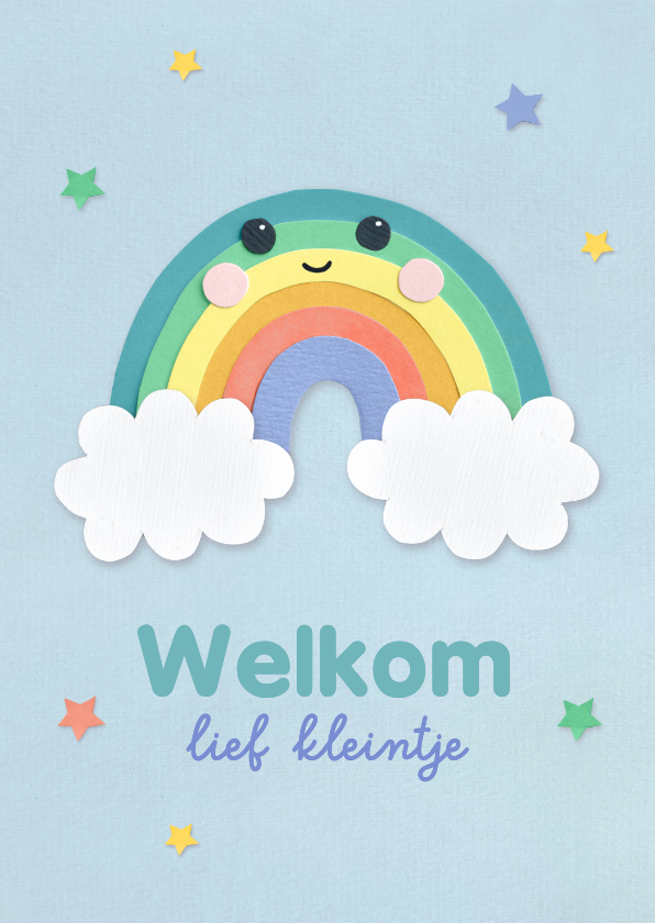 Felicitatiekaart geboorte regenboog jongen - Felicitatiekaarten Felicitatiekaarten - Felicitatiekaart geboorte regenboog jongen