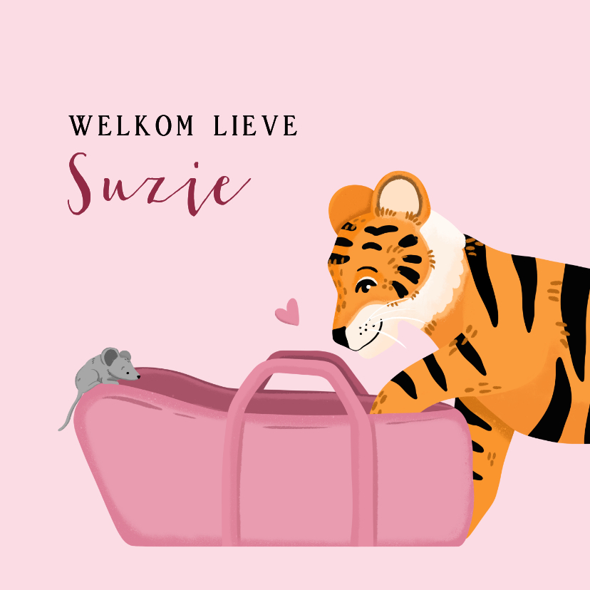Felicitatiekaart geboorte tijger meisje - Felicitatiekaarten Felicitatiekaarten - Felicitatiekaart geboorte tijger meisje