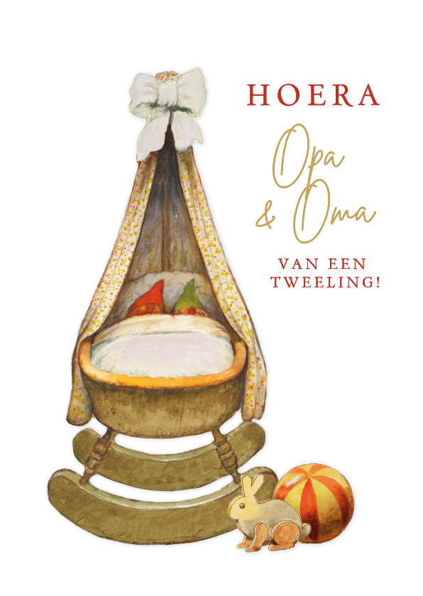 Felicitatiekaart geboorte tweeling opa en oma kaboutertjes - Felicitatiekaarten Felicitatiekaarten - Felicitatiekaart geboorte tweeling opa en oma kaboutertjes