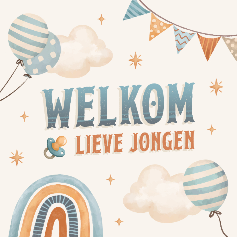 Felicitatiekaart geboorte vlagjes - Felicitatiekaarten Felicitatiekaarten - Felicitatiekaart geboorte vlagjes