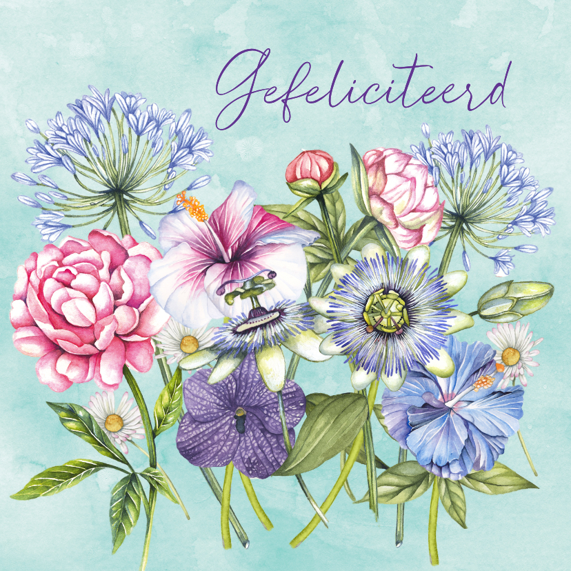 Felicitatiekaarten - Felicitatiekaart gekleurde bloemen