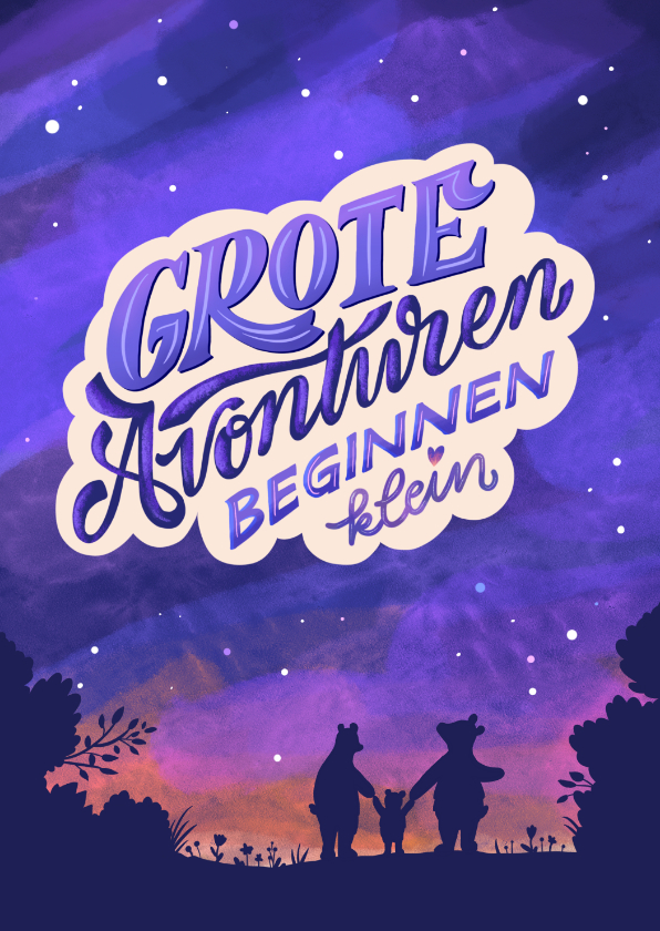 Felicitatiekaart grote avonturen beginnen klein - Felicitatiekaarten Felicitatiekaarten - Felicitatiekaart grote avonturen beginnen klein