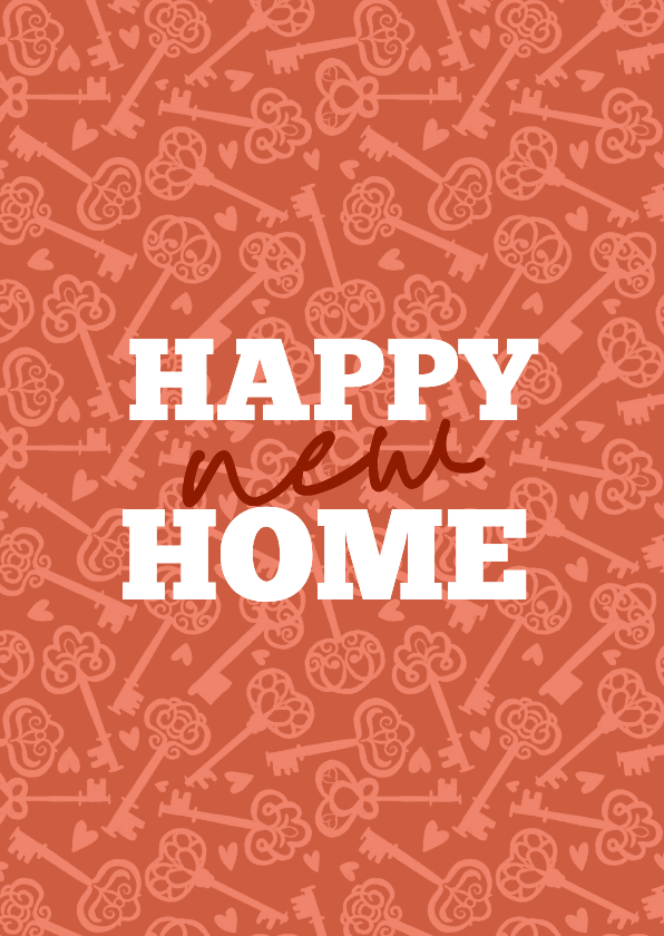 Felicitatiekaart happy new home sleutel patroon - Felicitatiekaarten Felicitatiekaarten - Felicitatiekaart happy new home sleutel patroon