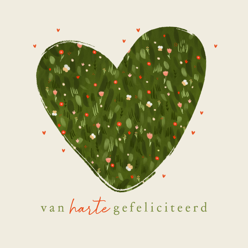 Felicitatiekaarten - Felicitatiekaart hart bloementuin huwelijksjubileum