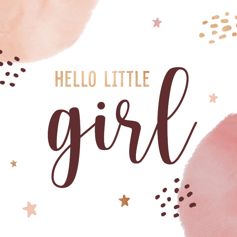 Felicitatiekaarten - Felicitatiekaart hello little girl goud