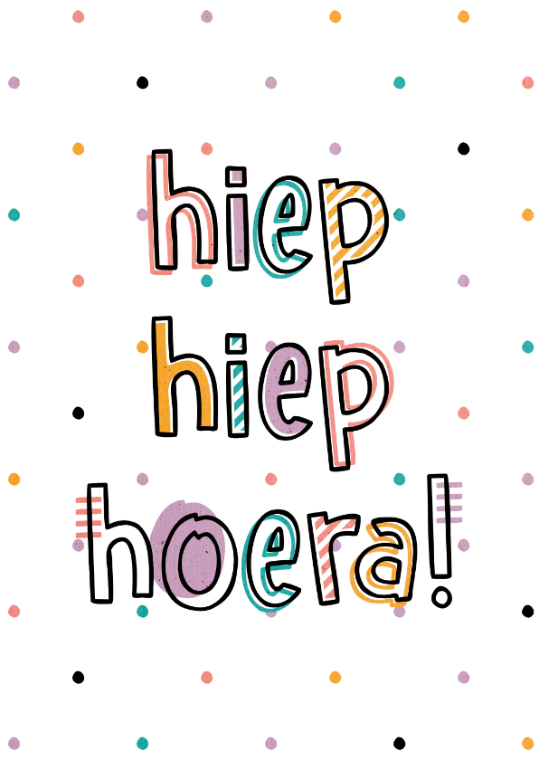 Felicitatiekaart hiep hiep hoera hip met confetti - Felicitatiekaarten Felicitatiekaarten - Felicitatiekaart hiep hiep hoera hip met confetti