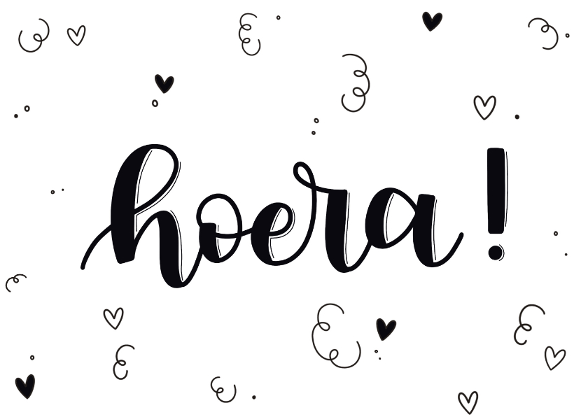 Felicitatiekaart - Hoera! handlettering - Felicitatiekaarten Felicitatiekaarten - Felicitatiekaart - Hoera! handlettering