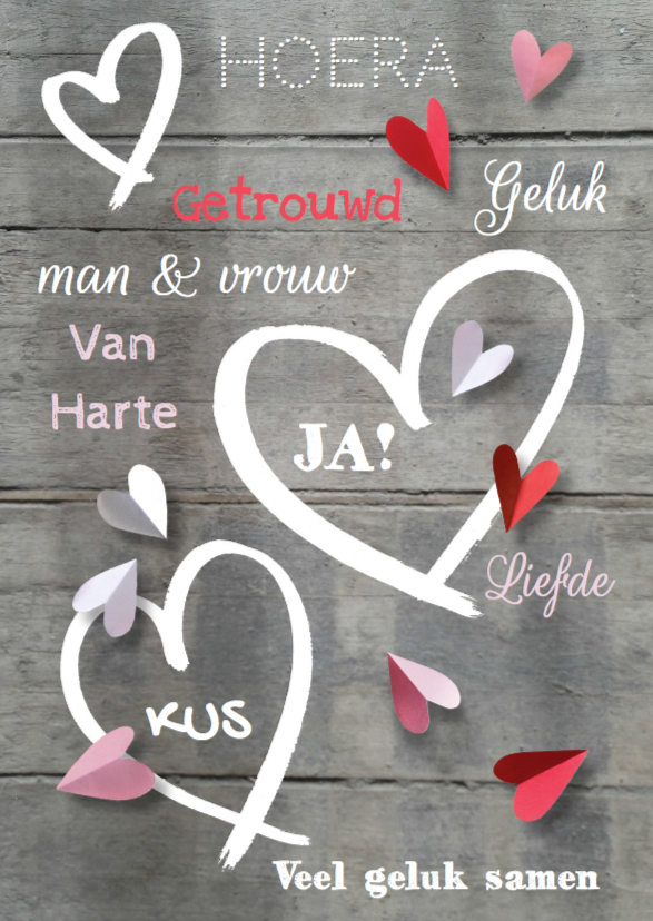 felicitatiekaart hout hartjes - Felicitatiekaarten Felicitatiekaarten - felicitatiekaart hout hartjes