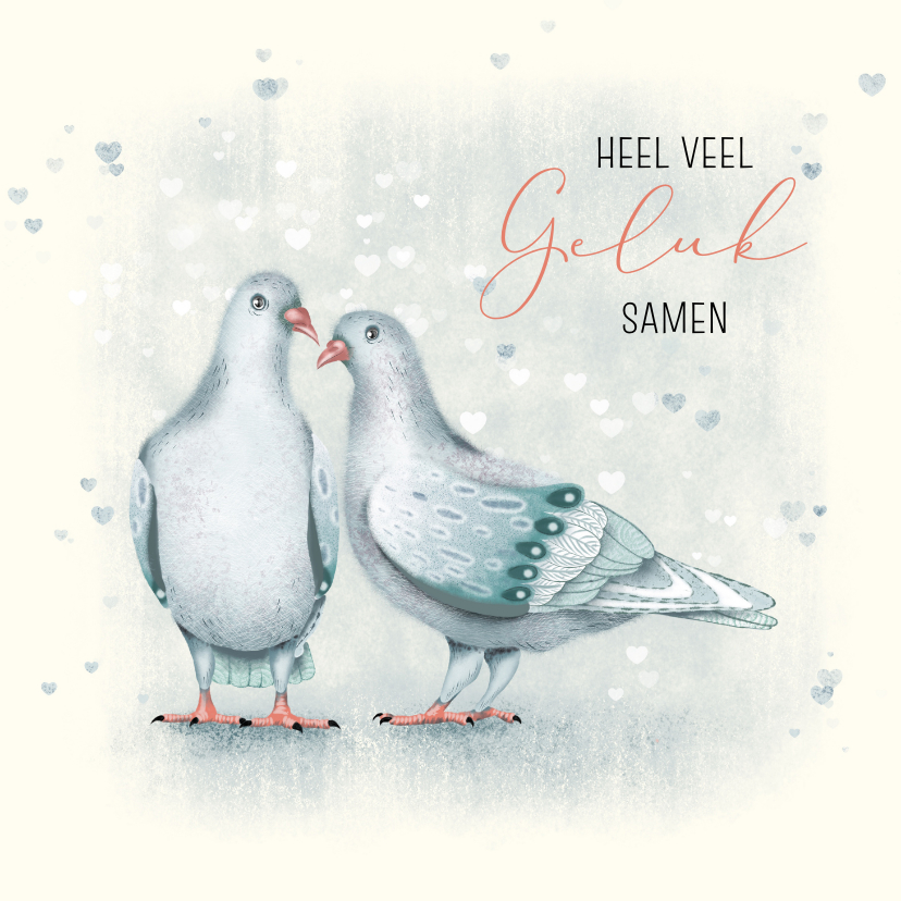 Felicitatiekaart huwelijk duivenpaar - Felicitatiekaarten Felicitatiekaarten - Felicitatiekaart huwelijk duivenpaar