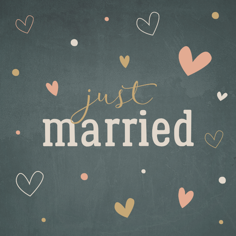 Felicitatiekaarten - Felicitatiekaart huwelijk met kleurrijk hartjespatroon
