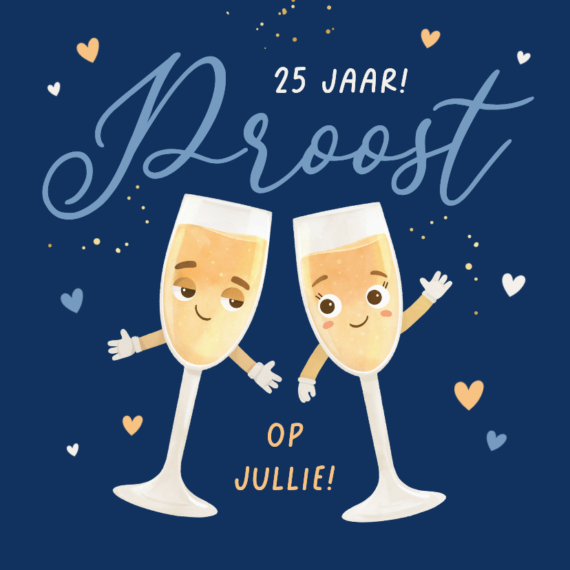 Felicitatiekaarten - Felicitatiekaart huwelijksjubileum champagne proost liefde