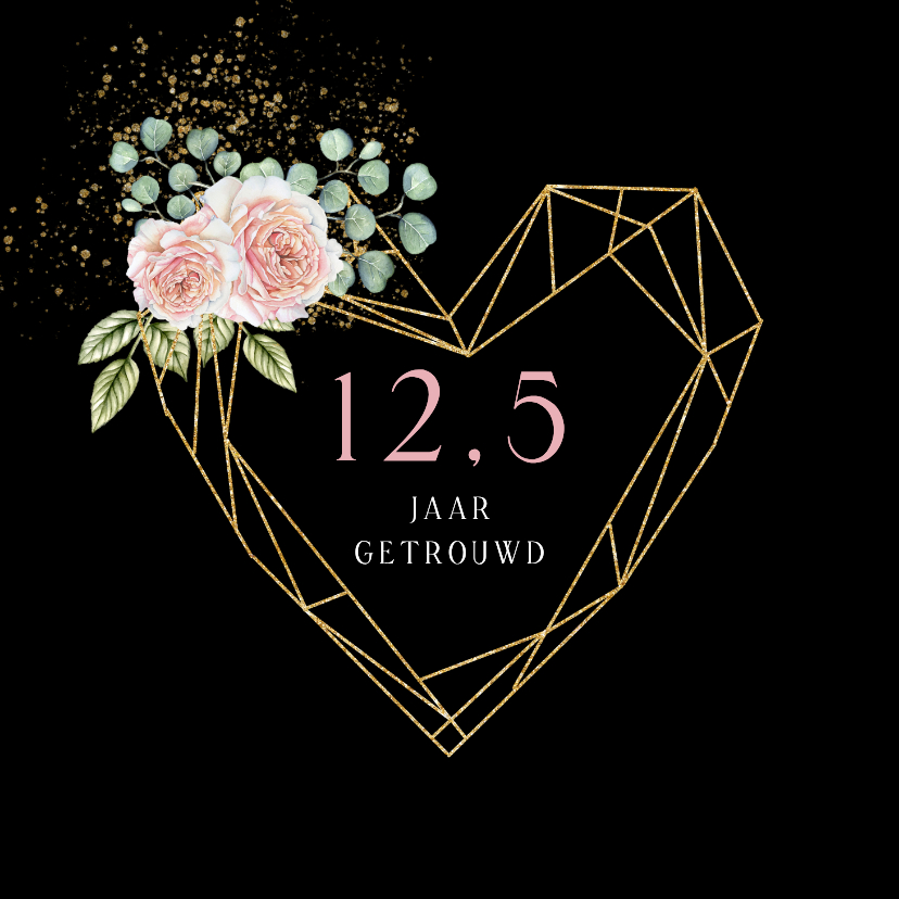 Felicitatiekaarten - Felicitatiekaart huwelijksjubileum rozen hart