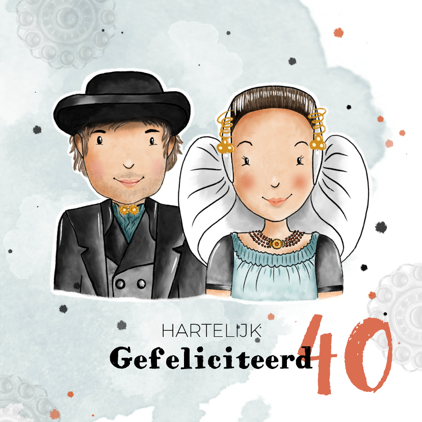 Felicitatiekaarten - Felicitatiekaart huwelijksjubileum Zeeuws echtpaar
