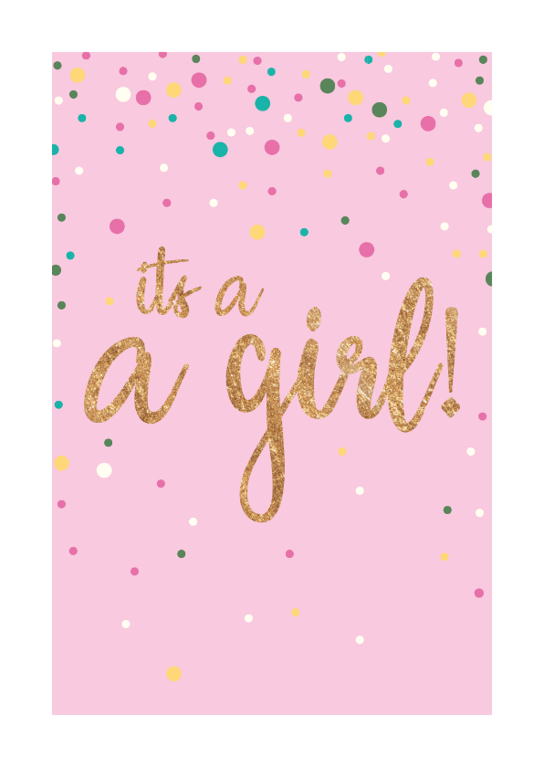 Felicitatiekaart - It's a girl - sparkling - Felicitatiekaarten Felicitatiekaarten - Felicitatiekaart - It's a girl - sparkling