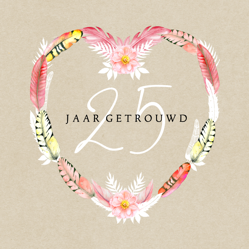 Felicitatiekaarten - Felicitatiekaart jubileum hart veren