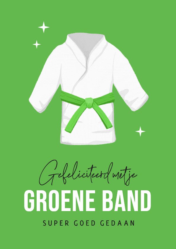 Felicitatiekaart judo groene band sport prestatie - Felicitatiekaarten Felicitatiekaarten - Felicitatiekaart judo groene band sport prestatie
