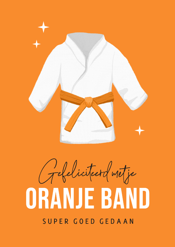 Felicitatiekaart judo oranje band sport prestatie - Felicitatiekaarten Felicitatiekaarten - Felicitatiekaart judo oranje band sport prestatie