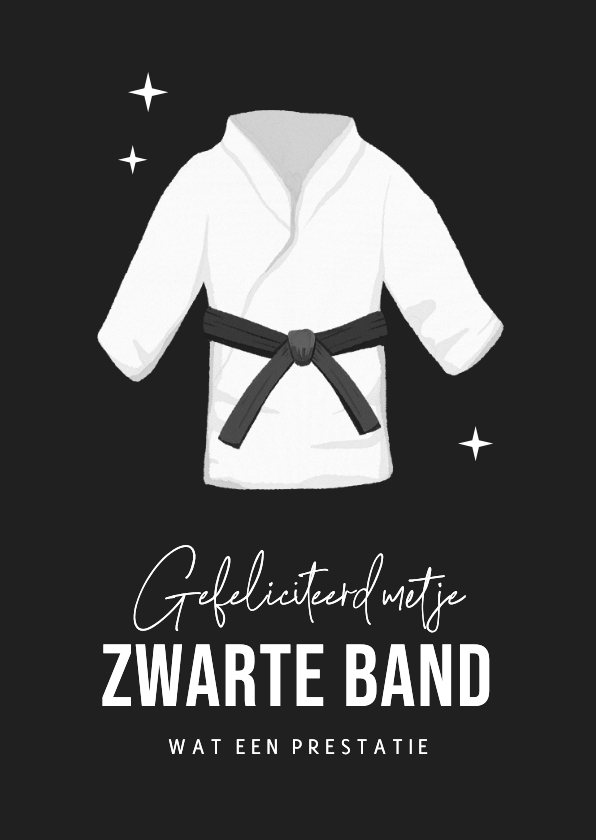 Felicitatiekaart judo zwarte band sport prestatie - Felicitatiekaarten Felicitatiekaarten - Felicitatiekaart judo zwarte band sport prestatie