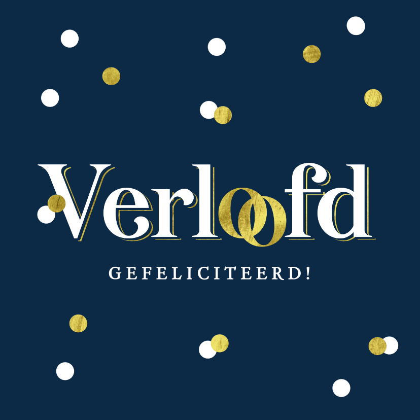 Felicitatiekaarten - Felicitatiekaart klassiek verloofd ringen goud confetti