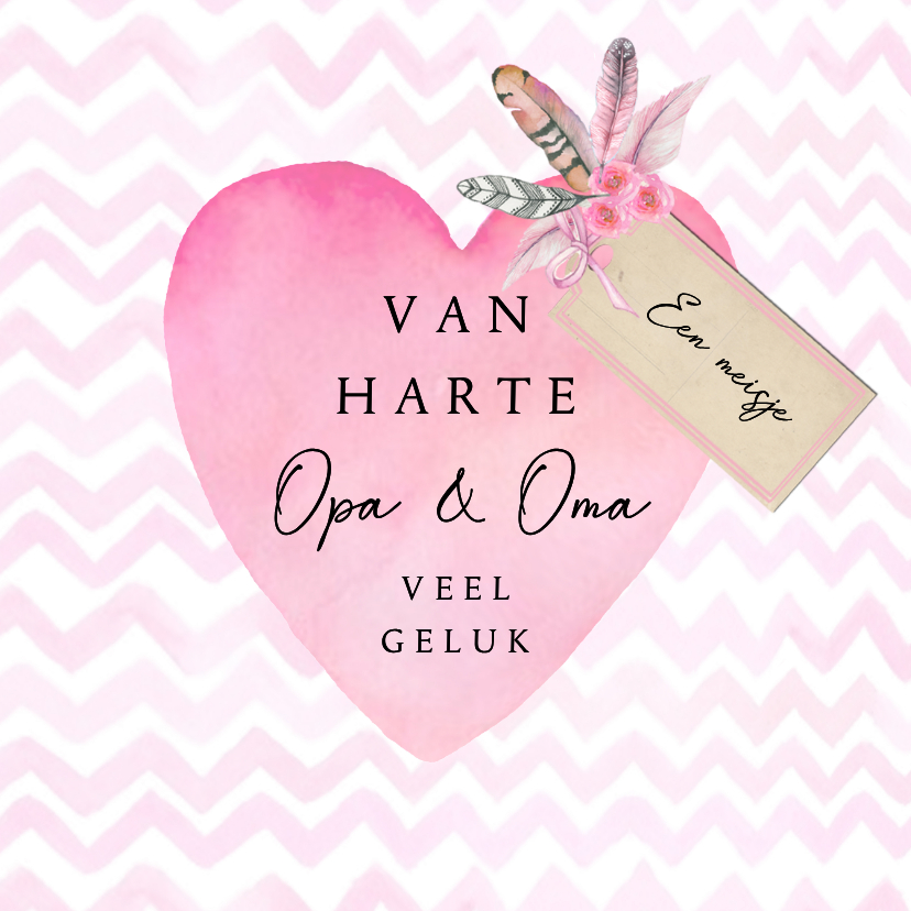 Felicitatiekaarten - Felicitatiekaart kleinkind hart met label