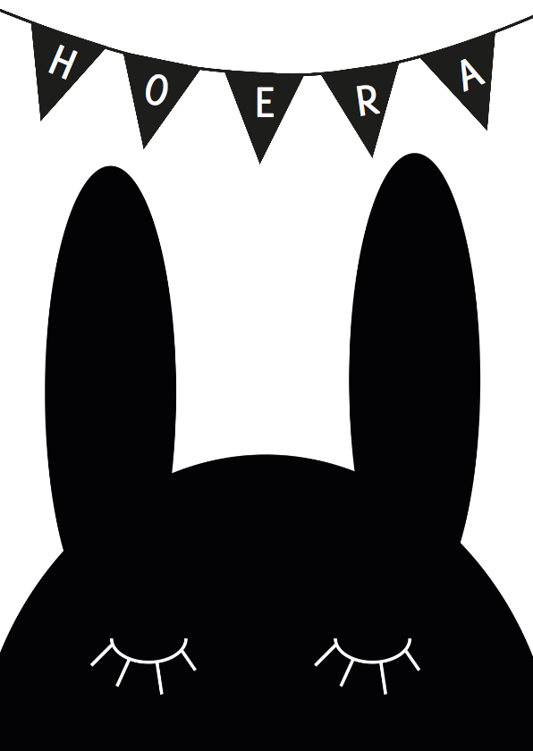 Felicitatiekaart konijn zwartwit - Felicitatiekaarten Felicitatiekaarten - Felicitatiekaart konijn zwartwit