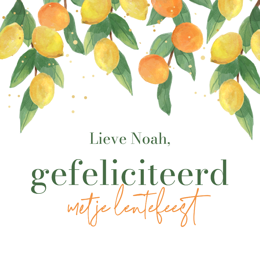 Felicitatiekaart lentefeest citrus mandarijn fris zomer - Felicitatiekaarten Felicitatiekaarten - Felicitatiekaart lentefeest citrus mandarijn fris zomer