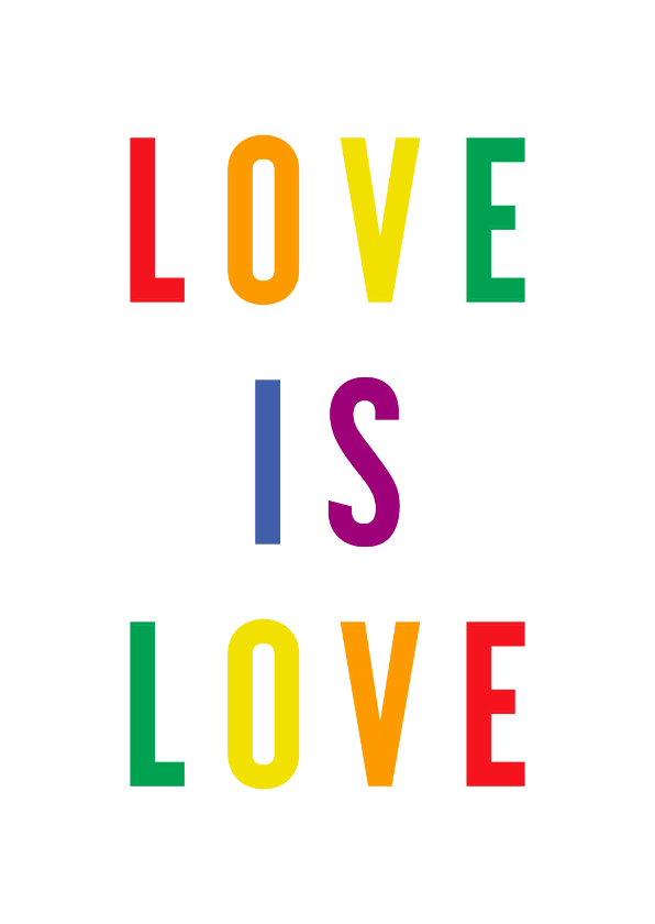 Felicitatiekaarten - Felicitatiekaart love is love regenboogkleuren