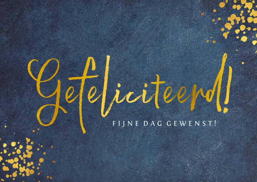 Felicitatiekaart man donkerblauw met gefeliciteerd in goud - Felicitatiekaarten Felicitatiekaarten - Felicitatiekaart man donkerblauw met gefeliciteerd in goud