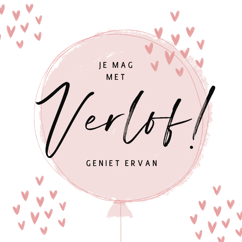 Felicitatiekaart meisje zwangerschapsverlof hartjes ballon - Felicitatiekaarten Felicitatiekaarten - Felicitatiekaart meisje zwangerschapsverlof hartjes ballon