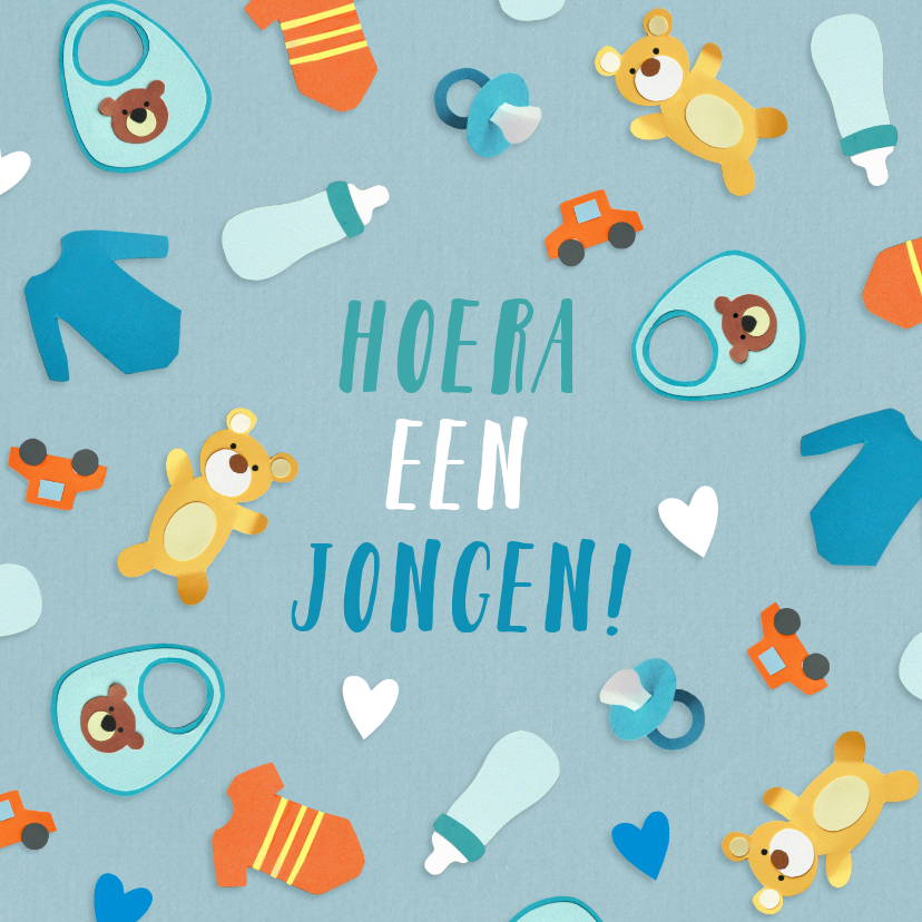 Felicitatiekaarten - Felicitatiekaart met babyillustraties jongen