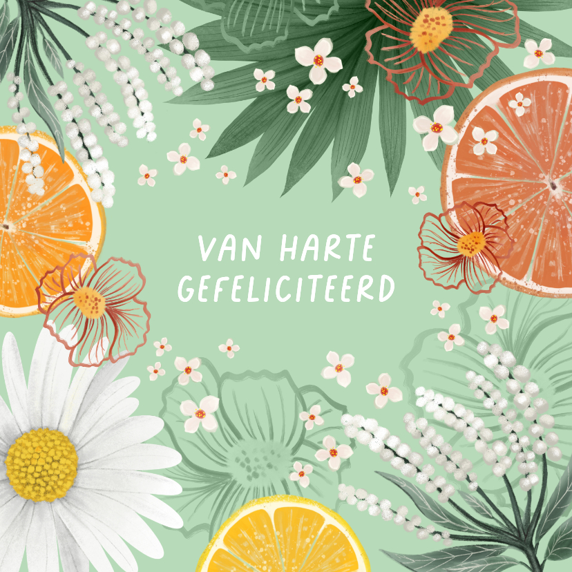 Felicitatiekaarten - Felicitatiekaart met bloemen en fruit