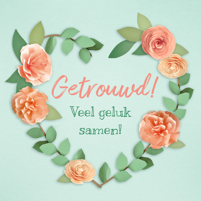 Felicitatiekaarten - Felicitatiekaart met een hart van bloemen
