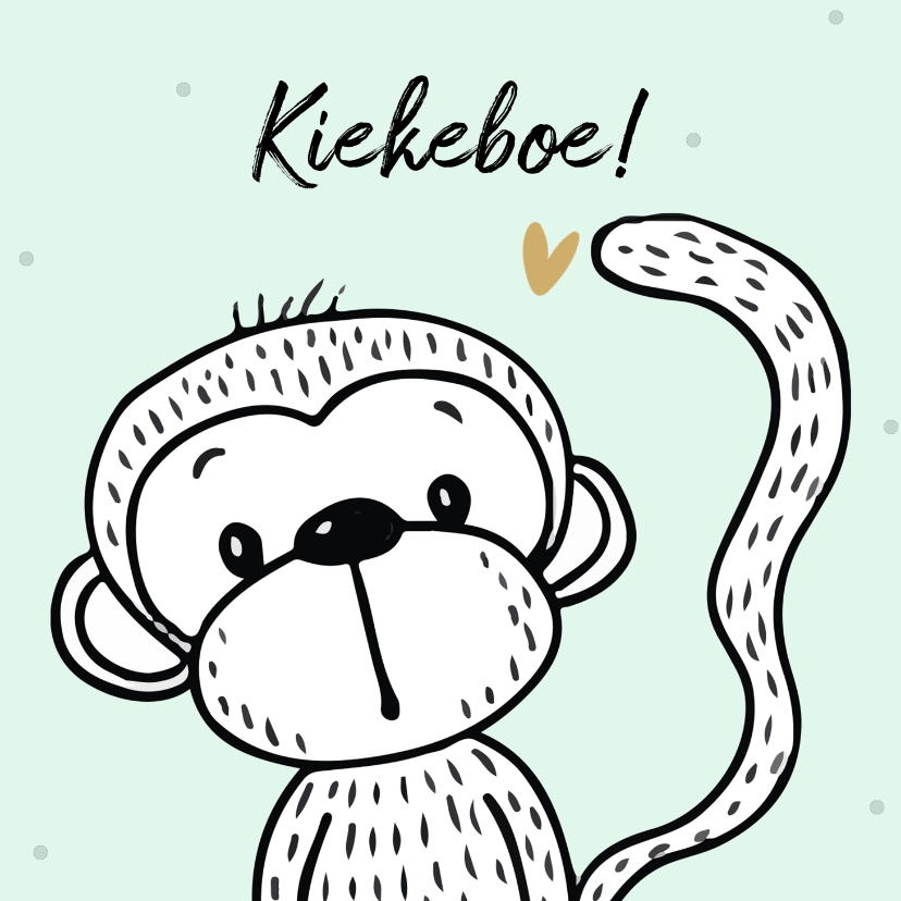 Felicitatiekaarten - Felicitatiekaart met een vrolijke aap op mint achtergrond