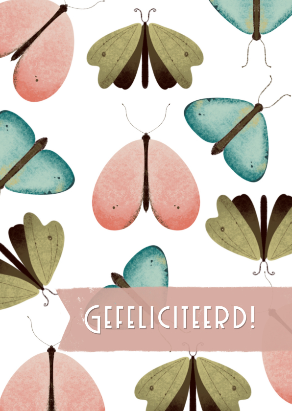 Felicitatiekaarten - Felicitatiekaart met vlinder patroon