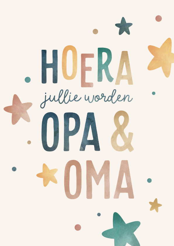 Felicitatiekaarten - Felicitatiekaart met waterverf sterretjes
