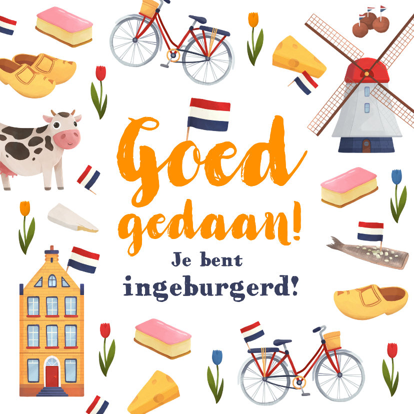 Felicitatiekaart naturalisatie Nederland ingeburgerd vrolijk - Felicitatiekaarten Felicitatiekaarten - Felicitatiekaart naturalisatie Nederland ingeburgerd vrolijk