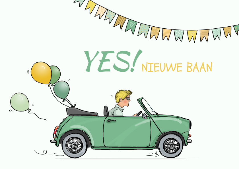 Felicitatiekaarten - Felicitatiekaart nieuwe baan mini ballonnen