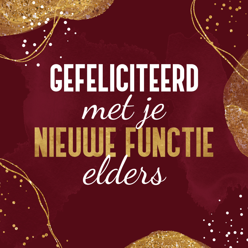 Felicitatiekaarten - Felicitatiekaart nieuwe functie elders stijlvol goud