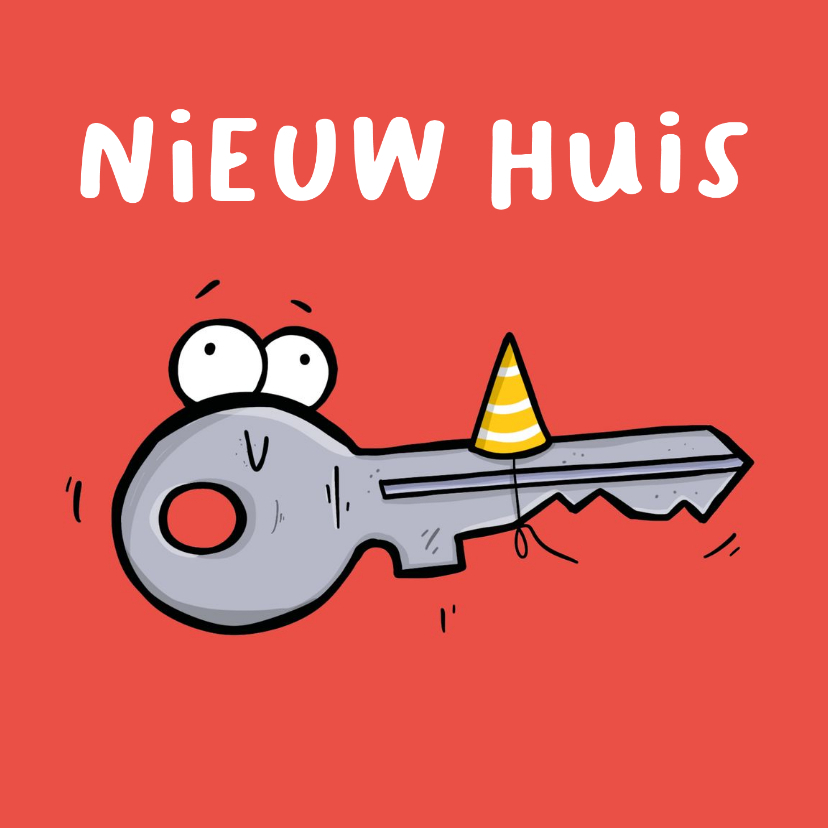 Felicitatiekaart nieuwe huis vrolijke sleutel - Felicitatiekaarten Felicitatiekaarten - Felicitatiekaart nieuwe huis vrolijke sleutel