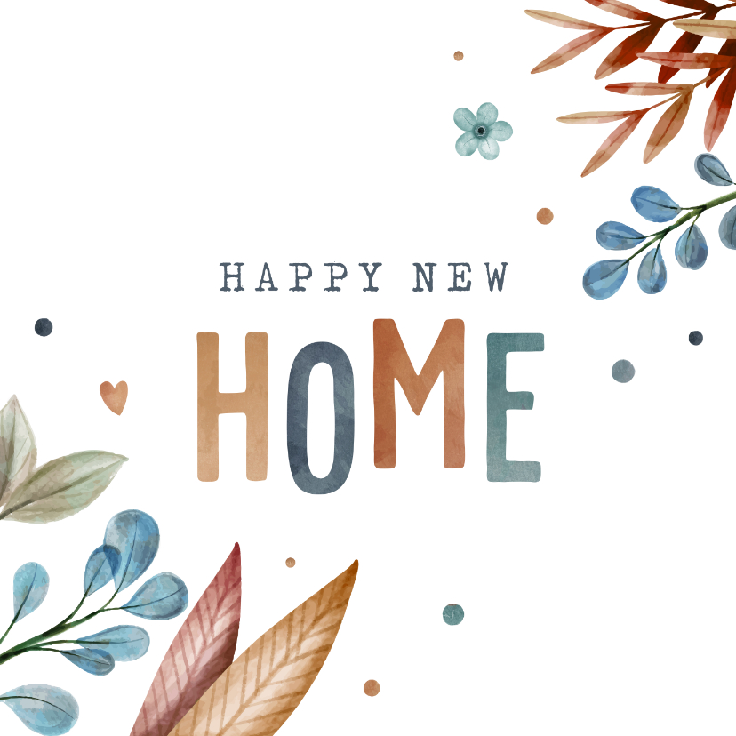 Felicitatiekaarten - Felicitatiekaart nieuwe woning waterverf planten