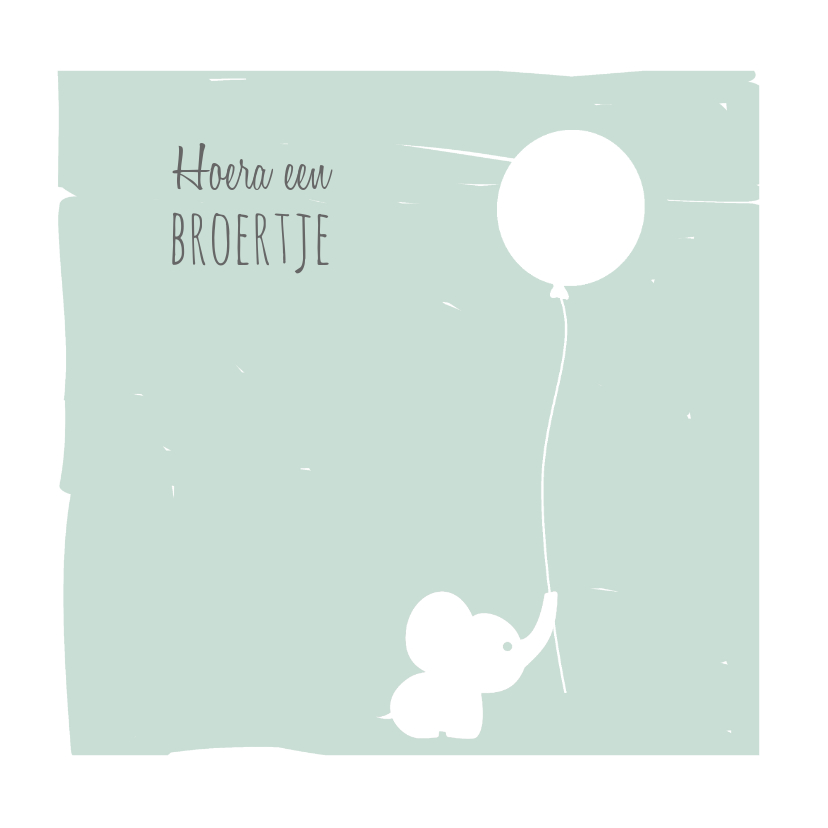 Felicitatiekaart Olli olifantje met ballon mint - Felicitatiekaarten Felicitatiekaarten - Felicitatiekaart Olli olifantje met ballon mint