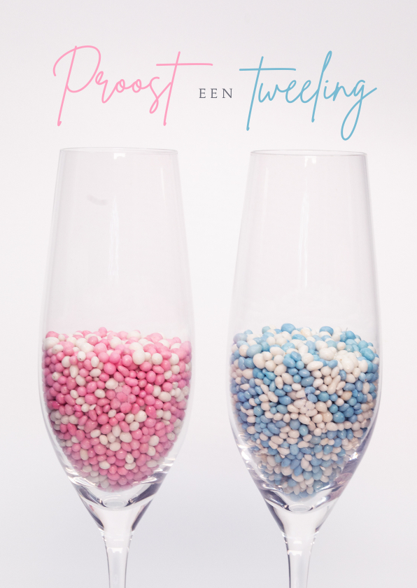 Felicitatiekaart om te proosten op een tweeling - Felicitatiekaarten Felicitatiekaarten - Felicitatiekaart om te proosten op een tweeling
