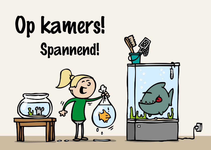 Felicitatiekaarten - Felicitatiekaart op kamers aquarium