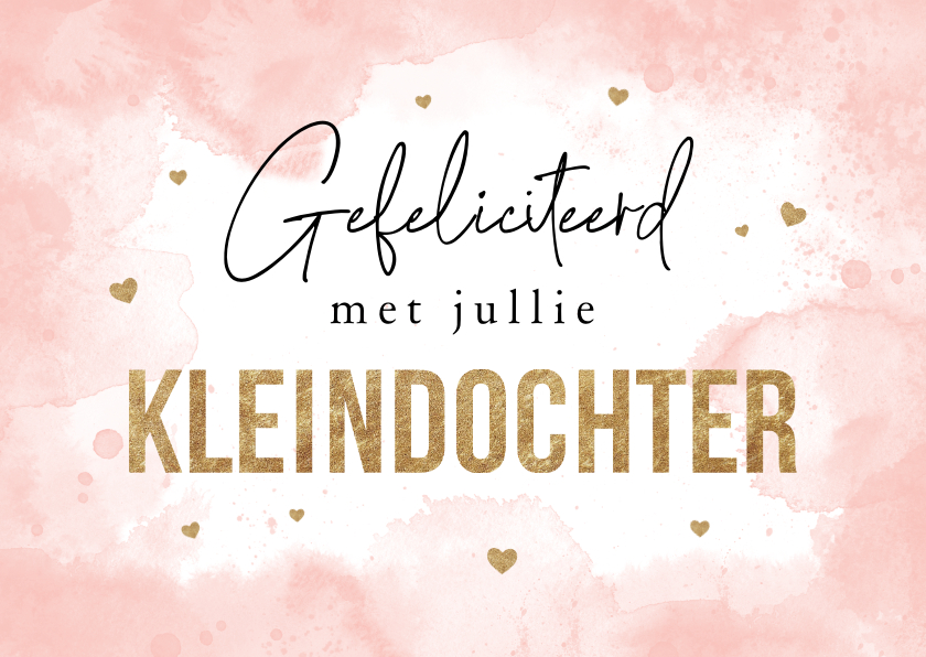 Felicitatiekaarten - Felicitatiekaart opa en oma kleindochter kleinkind roze